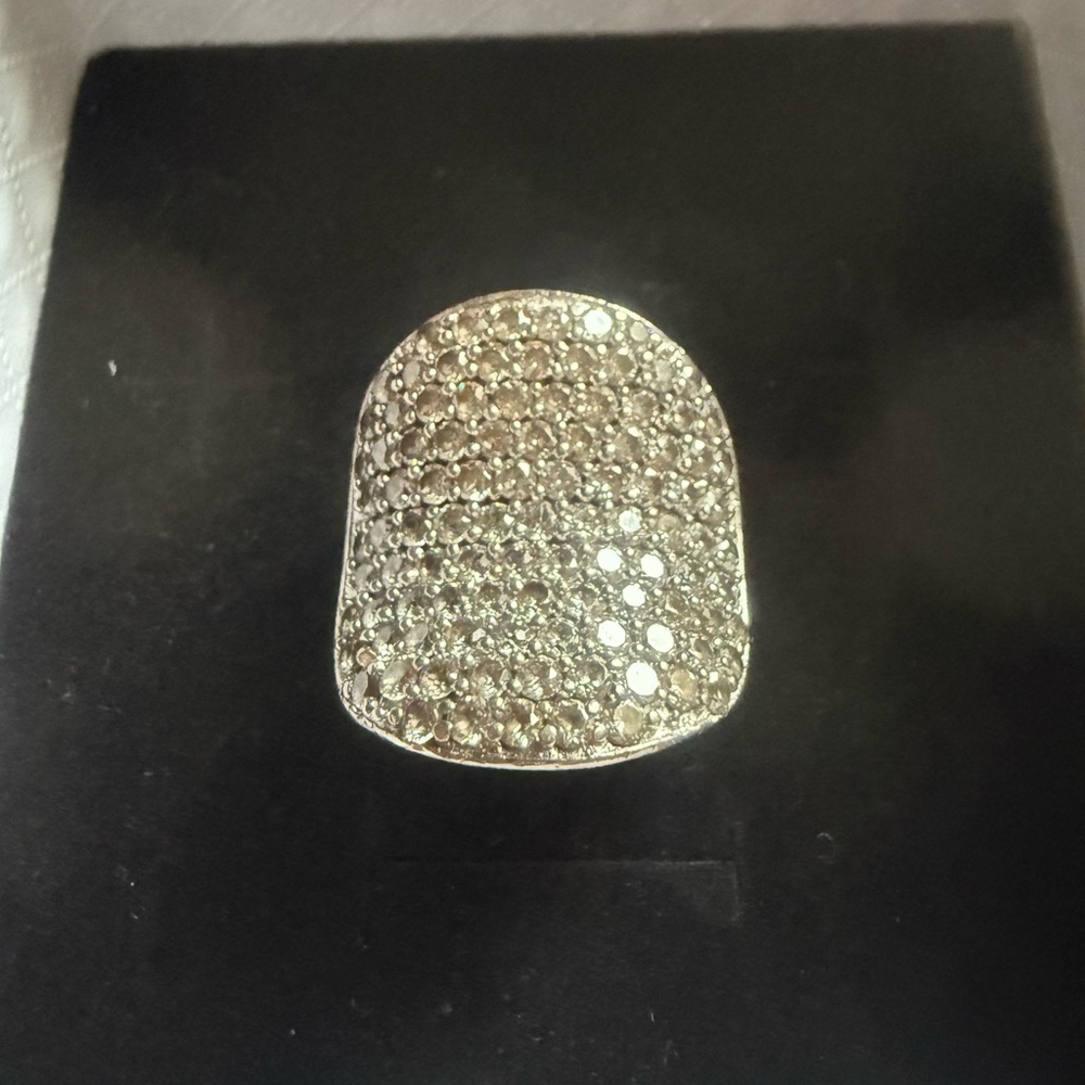 Silver Rhinestone Statement Ring 925 Silver - image 1
